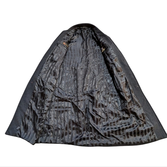 Mario Valente Merino Lambswool Coat 40 Charcoal Black Made In Italy Quiet Luxury - Picture 3 of 13